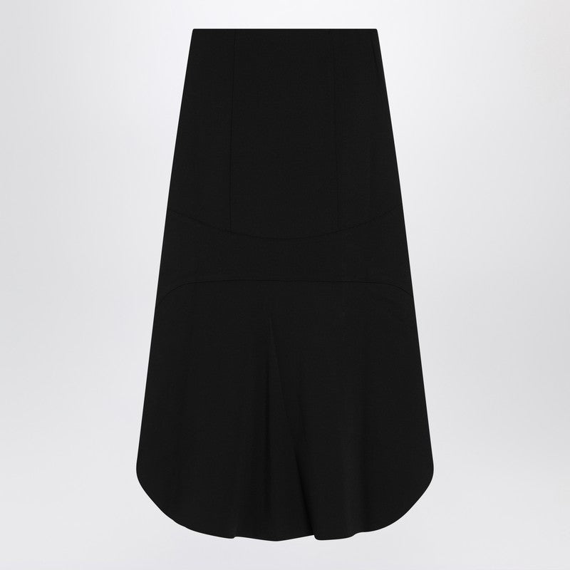 Black Milan Stitch Skirt With Buttons