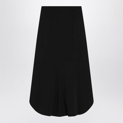 Black Milan Stitch Skirt With Buttons