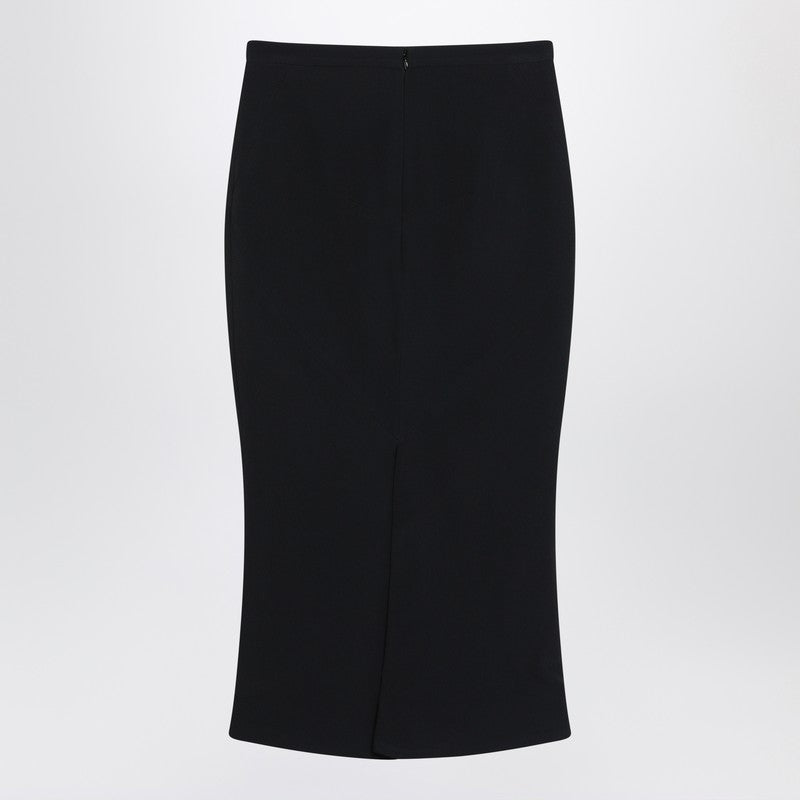 Black midi skirt with pleats on the back