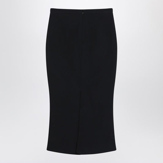 Black midi skirt with pleats on the back