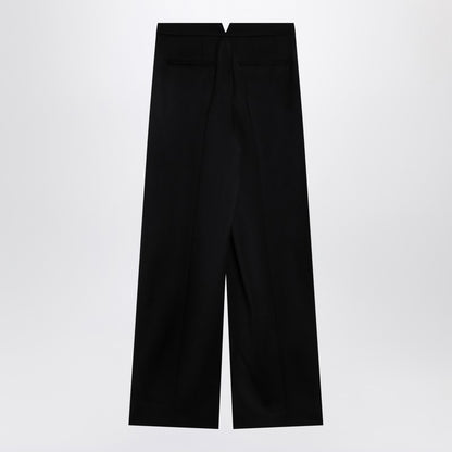 Black Wool Wide Trousers