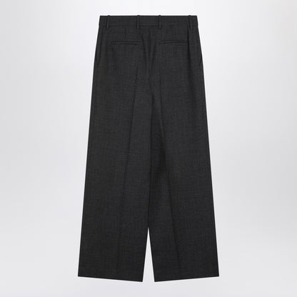 Dark Grey Wool Wide Trousers
