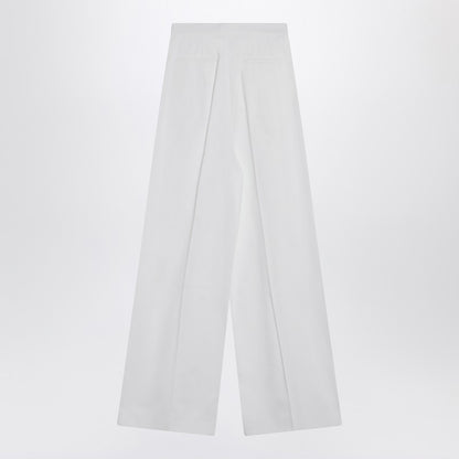 White Pleated Cotton Trousers