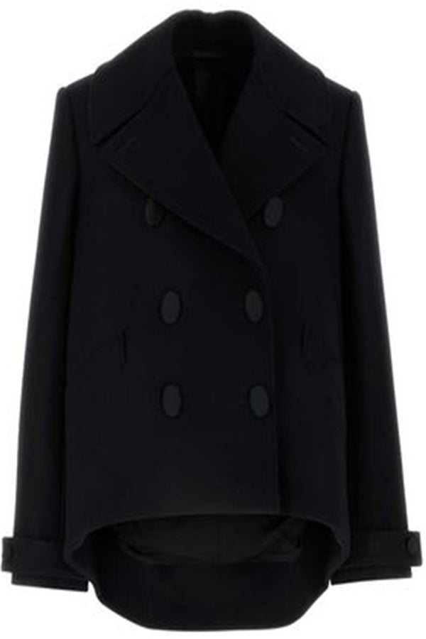 Oversized Asymmetric Peacoat In Wool