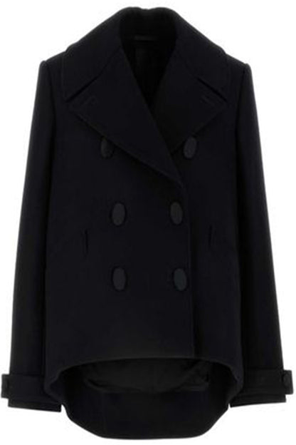 Oversized Asymmetric Peacoat In Wool