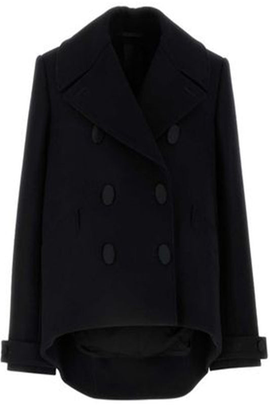 Oversized Asymmetric Peacoat In Wool