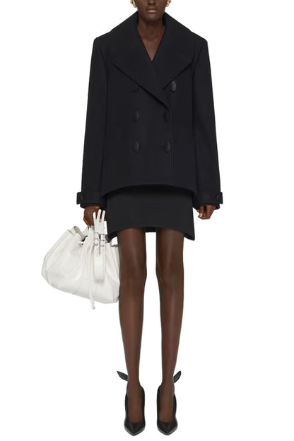 Oversized Asymmetric Peacoat In Wool
