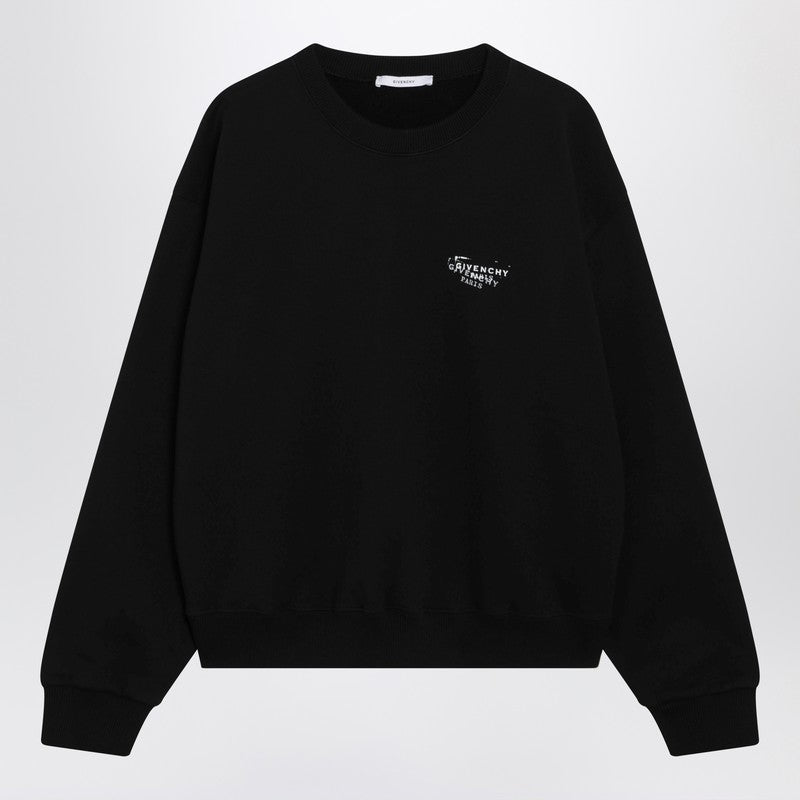 Black brushed cotton sweatshirt with logo