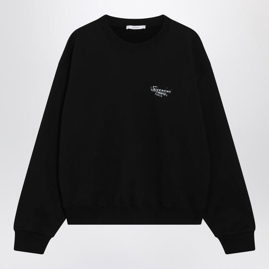 Black brushed cotton sweatshirt with logo