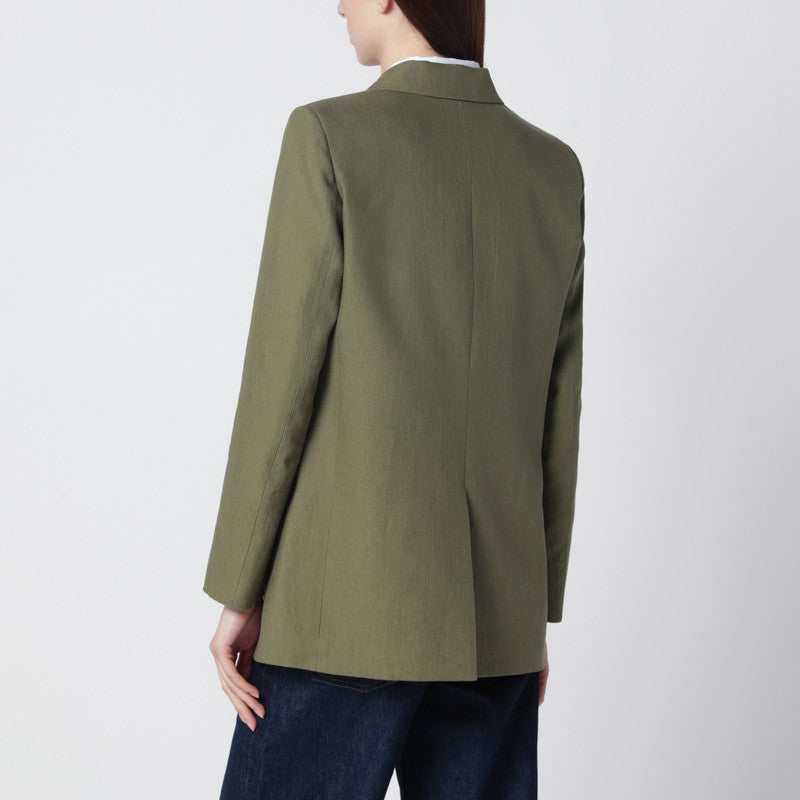 Olive green double-breasted jacket