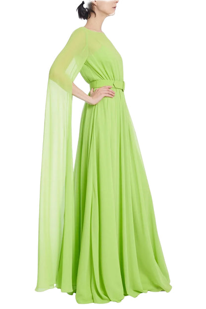 BELTED EVENING CAPE GOWN