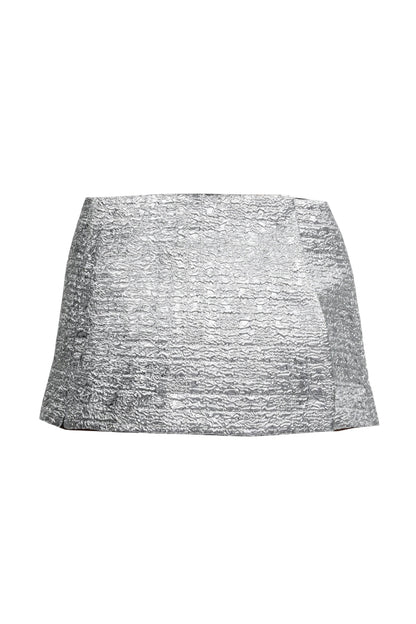 BIBIANA WRAP IN SILVER METALLIC SEERSUCKER