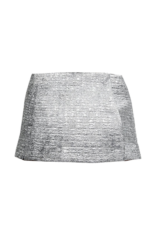 BIBIANA WRAP IN SILVER METALLIC SEERSUCKER