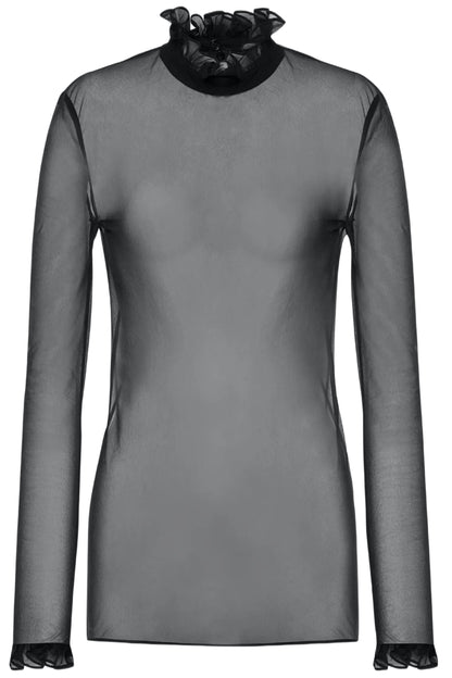 BLACK TECHNO CHIFFON BLOUSE