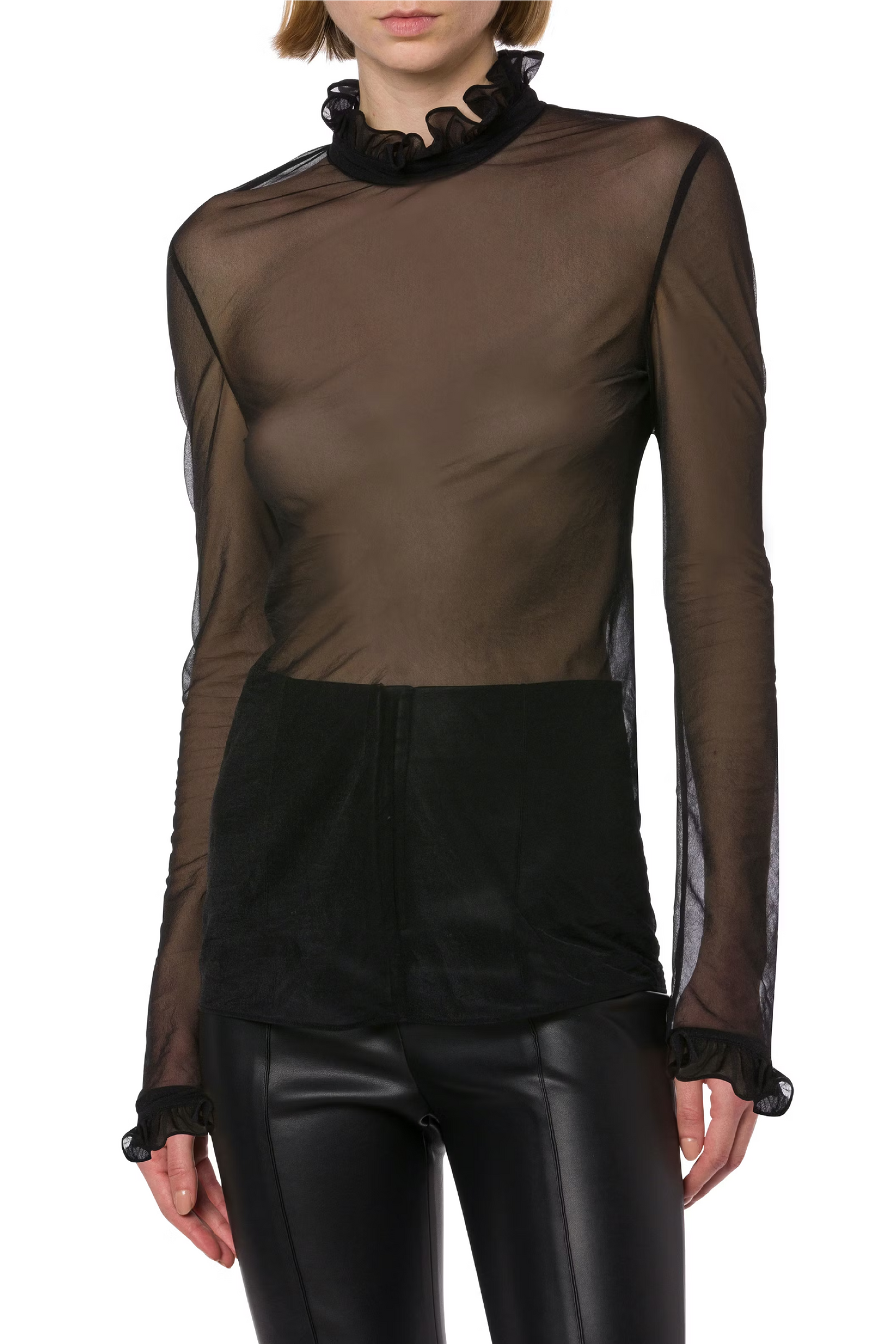 BLACK TECHNO CHIFFON BLOUSE