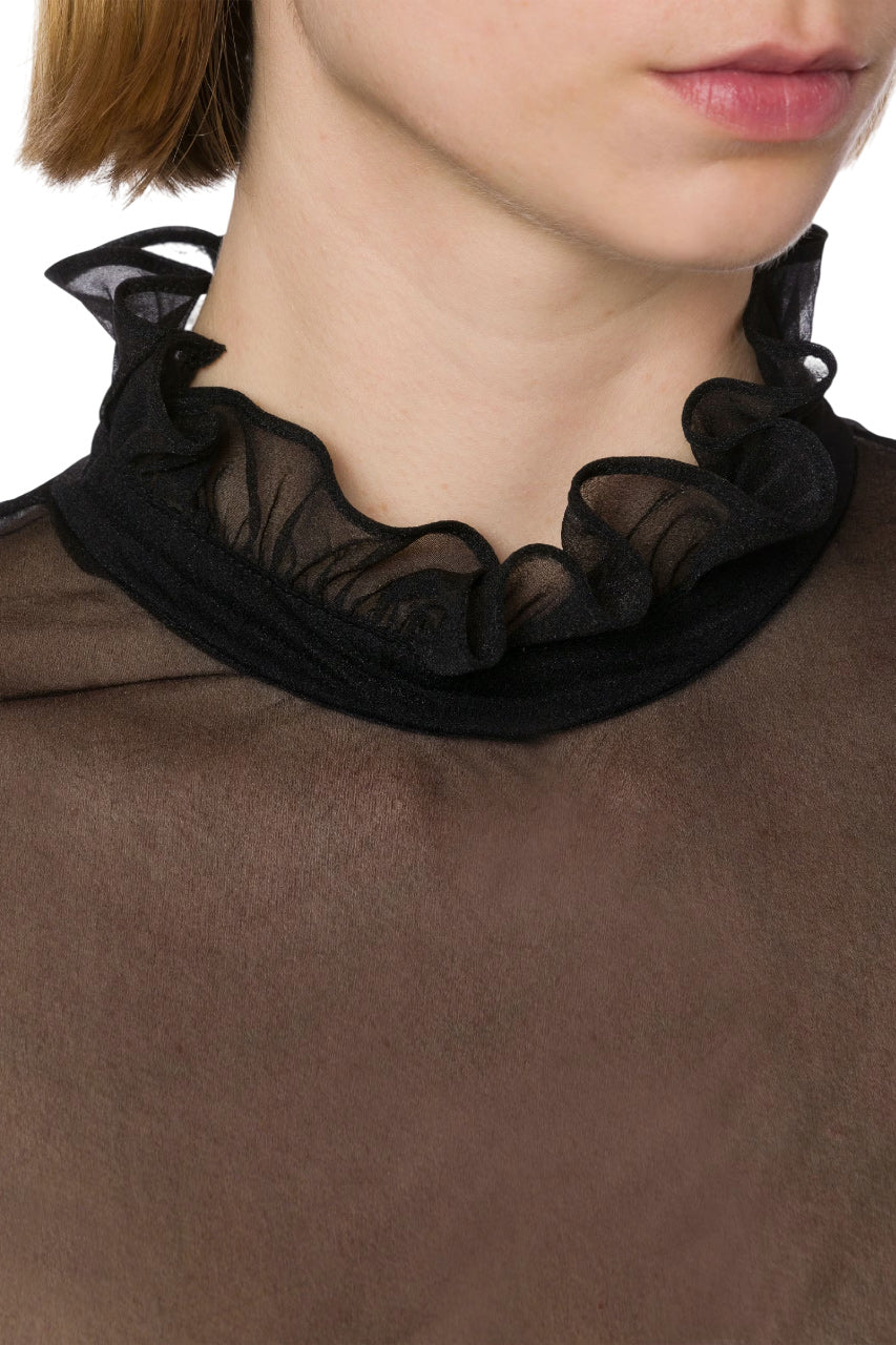 BLACK TECHNO CHIFFON BLOUSE
