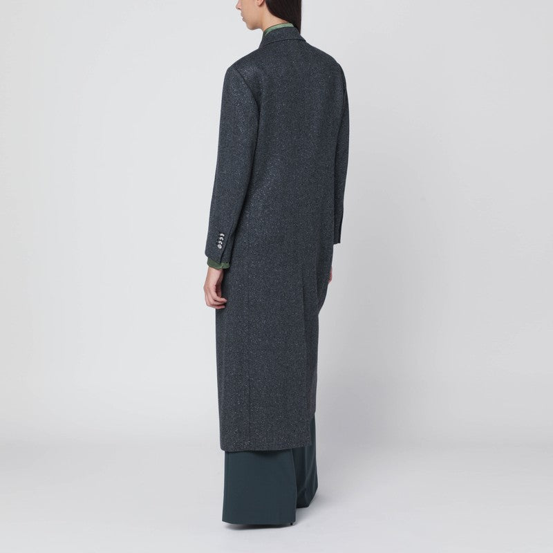 Black houndstooth double-breasted coat