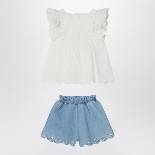 White And Blue Cotton Suit