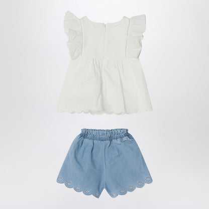 White And Blue Cotton Suit