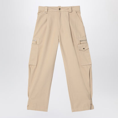 Beige Cotton Cargo Pants