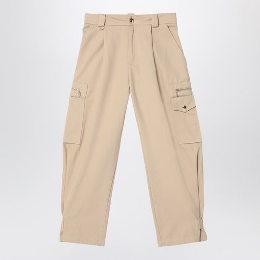 Beige Cotton Cargo Pants