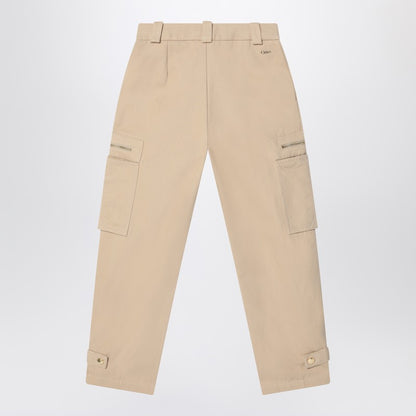 Beige Cotton Cargo Pants