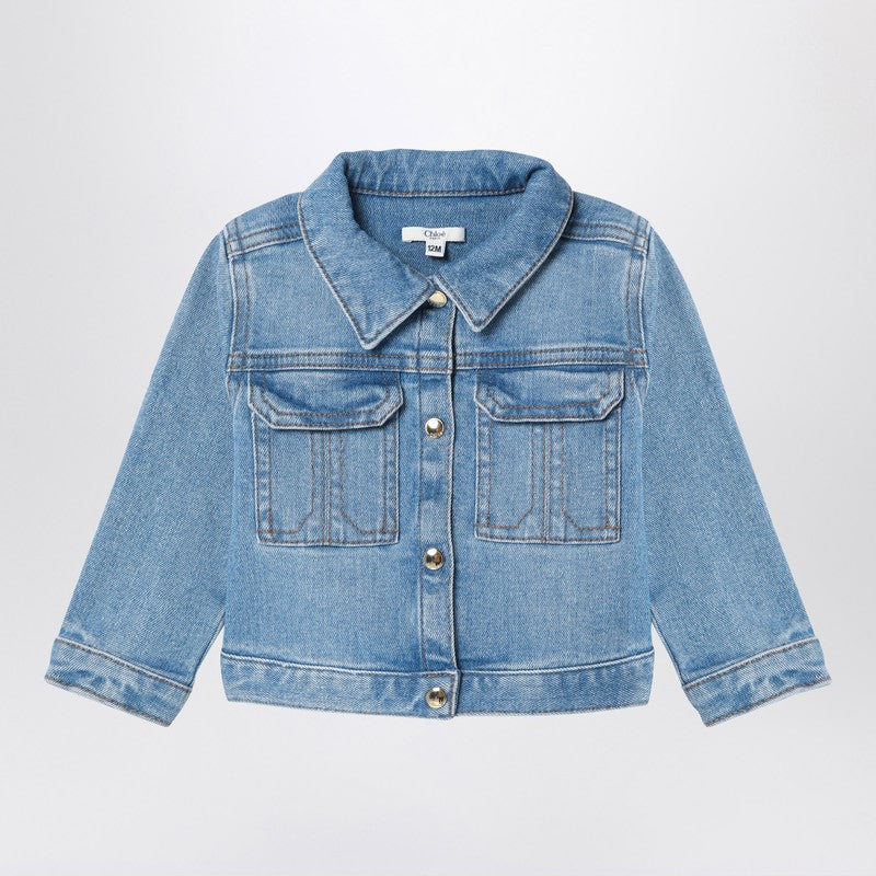 Blue Washed-effect Denim Jacket