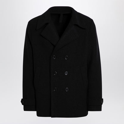 Black peacoat in boiled wool