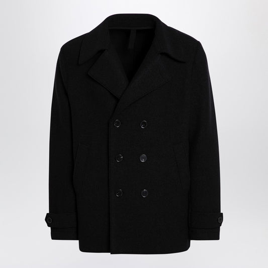 Black peacoat in boiled wool