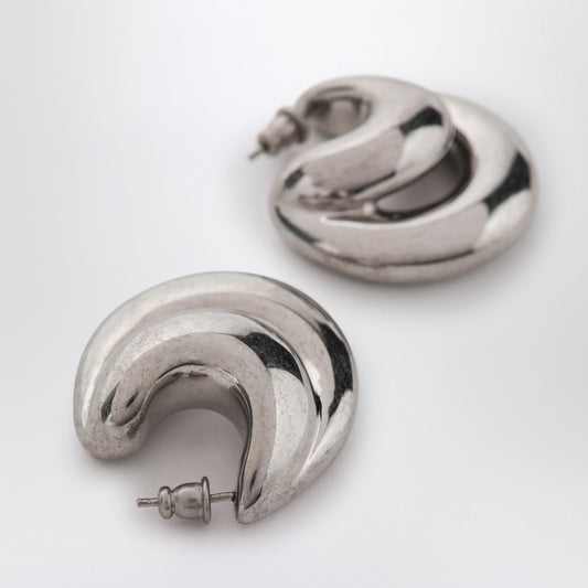 Blow Up Huggies earrings in silver tone