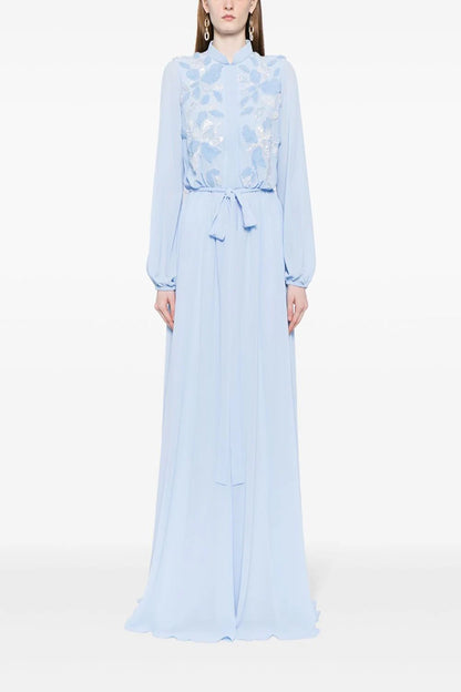 Crepe Georgette Embroidered Flowers Kaftan