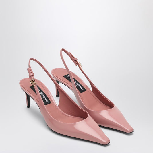 Pink leather slingback with décolleté