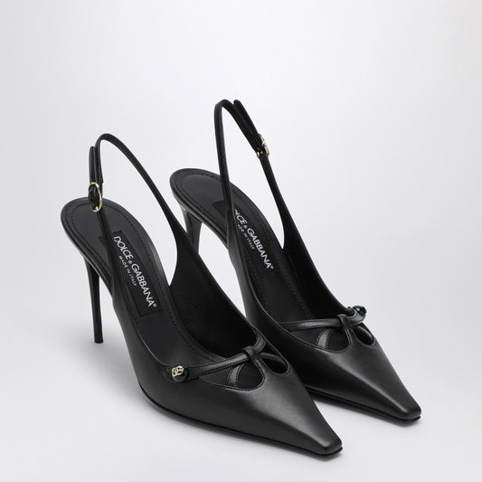 Black Leather Slingback Décolleté