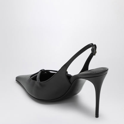 Black Leather Slingback Décolleté