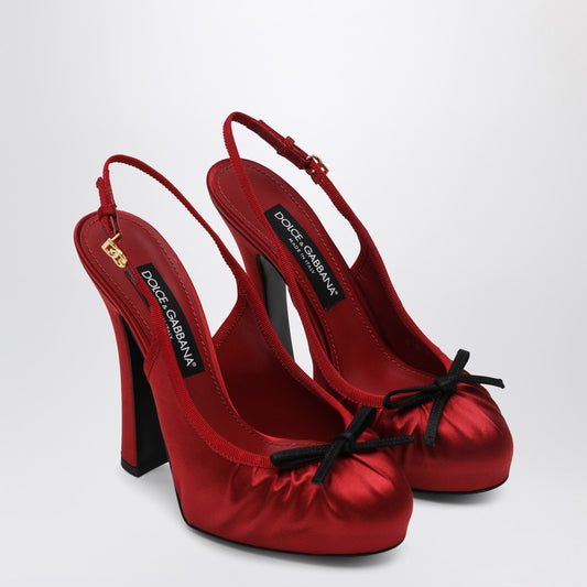 Red Satin High Slingback