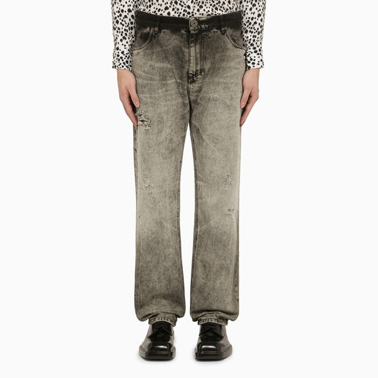 Light grey delavé denim jeans