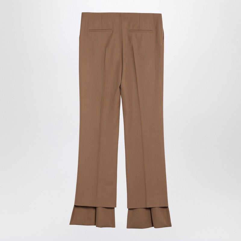 Beige Asymmetrical Wool Trousers
