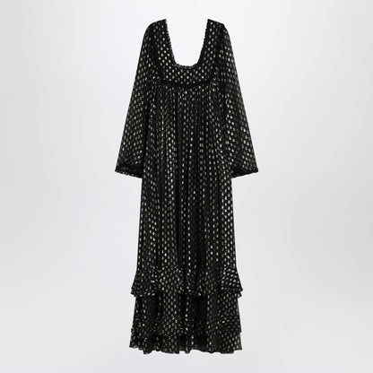 Maxi Black Dress With Lightweight Silk Ruffles