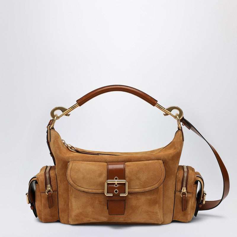 Tan coloured suede leather Camera bag