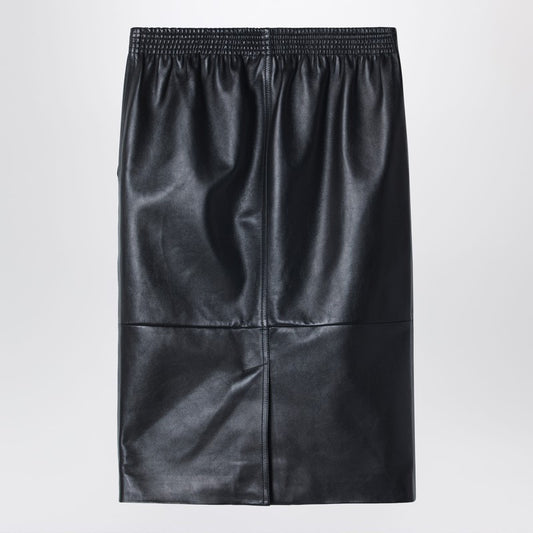 Black pencil skirt in plongé nappa leather