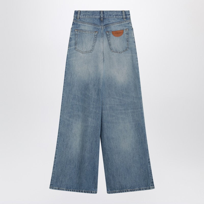 High-waisted wide-leg Dream blue jeans