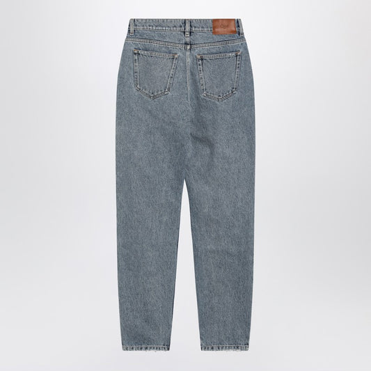 Light indigo high-waisted tapered jeans