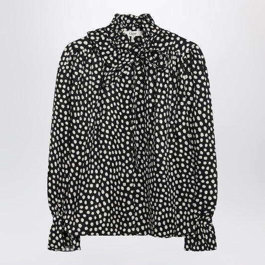 Polka-dot silk blouse