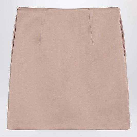 Short pink satin pencil skirt