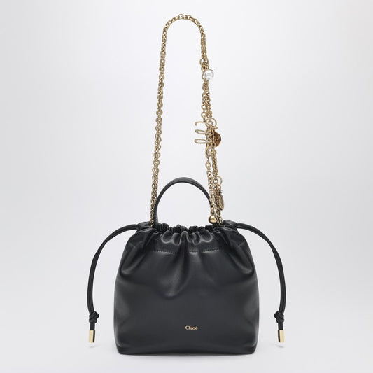 Black mini shoulder bag with chain