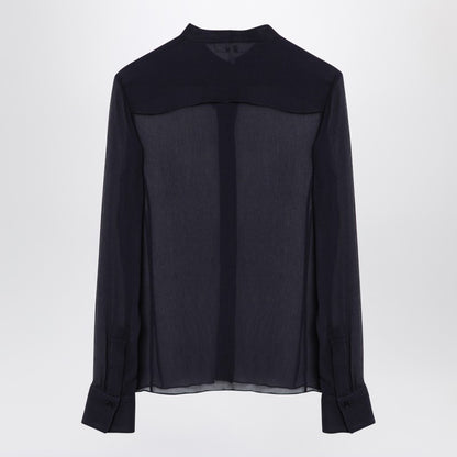 Transparent Blue Silk Blouse