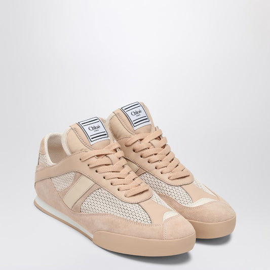 Chloé Kick Peachy Pink Sneaker In Mesh And Leather