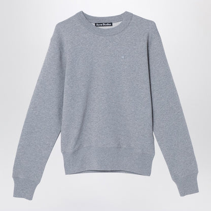 Grey Sweatshirt With Small Logo Patch