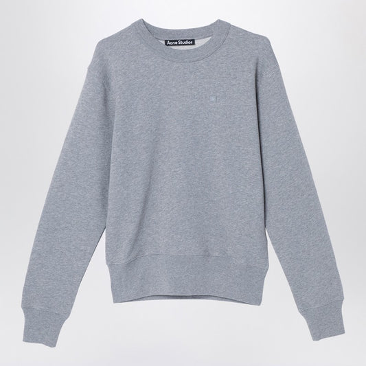 Grey Sweatshirt With Small Logo Patch