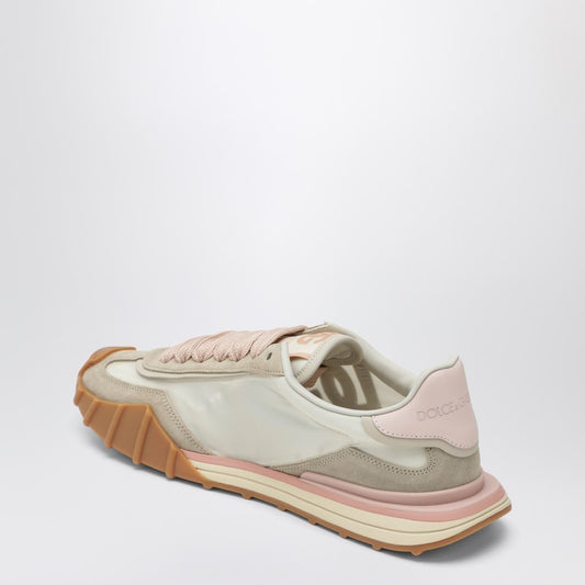 DG Athletic sneakers in ivory and pink fabric and leather